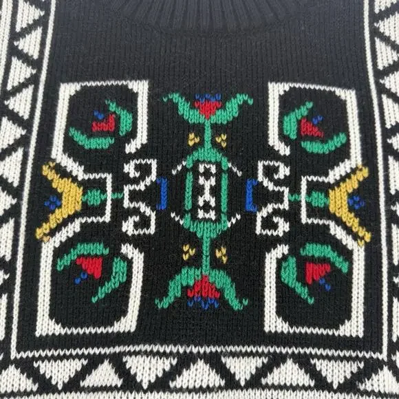 Vintage Demetre Sweater Womens L Acrylic Mock Neck Ski Retro Geometric 70's 80's - Picture 4 of 9